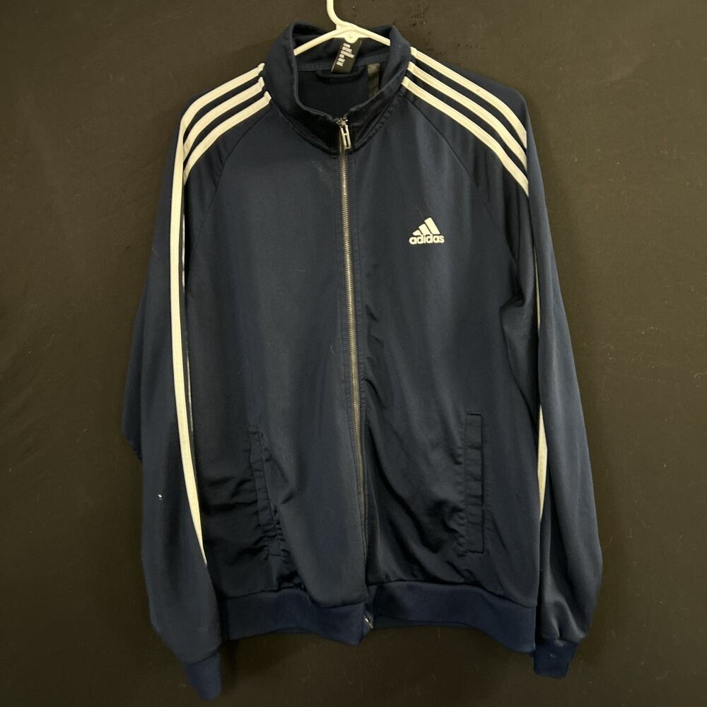 adidas Men's Original Track Suit Navy Blue, Size Large, Zip-Up Jacket
